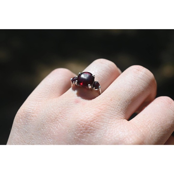 Avello Jewelry - Unique Engagement Ring Garnet Sterling Silver Graduation Anniversary Gif…
